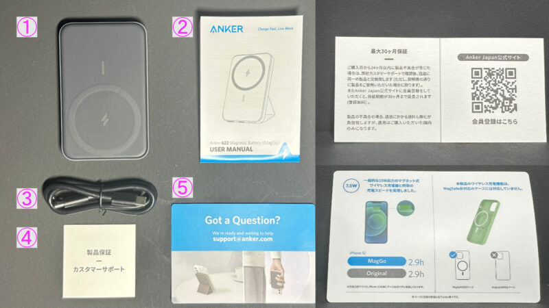 Anker 622 Magnetic Battery　同梱品一覧