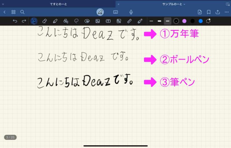 GoodNotes 6　ペン種類イメージ